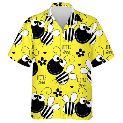 Natural Summer Little Bee Black And White Hawaiian Shirt, Hawaiian Shirt Gift, Christmas Gift