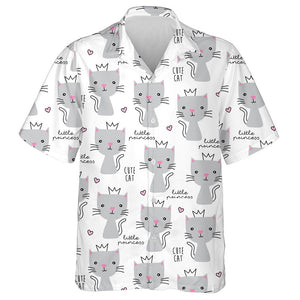 Grey Princess Cat On White Background Hawaiian Shirt,Hawaiian Shirt Gift, Christmas Gift