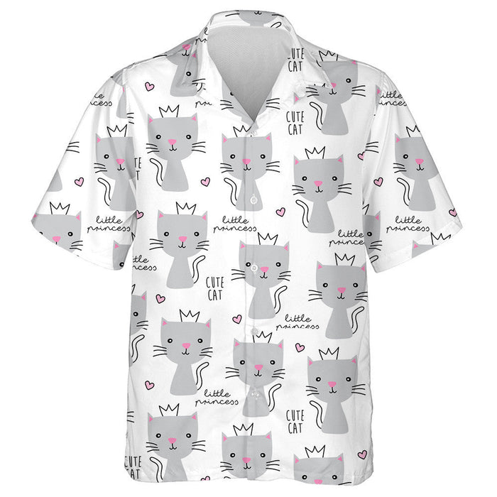 Grey Princess Cat On White Background Hawaiian Shirt,Hawaiian Shirt Gift, Christmas Gift