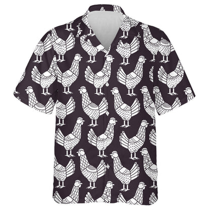 Chicken Monochorme With Special Texture Hawaiian Shirt, Hawaiian For Gift