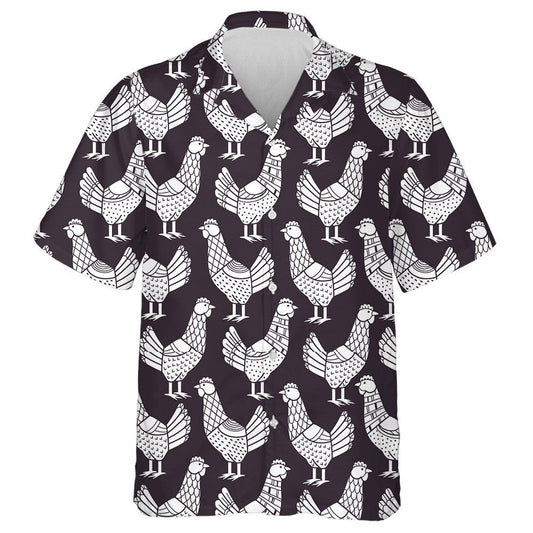 Chicken Monochorme With Special Texture Hawaiian Shirt, Hawaiian For Gift