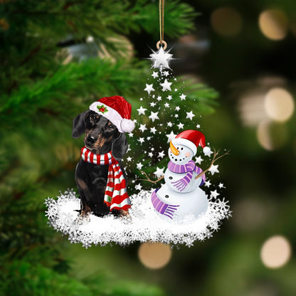 BLACK Dachshund-Star Tree Hanging Christmas Plastic Hanging Ornament, Christmas Ornament Gift, Christmas Gift, Christmas Decoration
