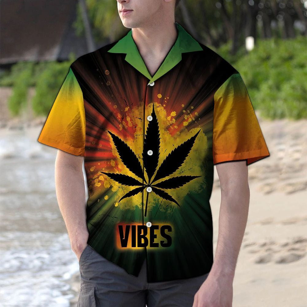 Stoner Dad Black Weed Design Hawaiian Shirt,Hawaiian Shirt Gift, Christmas Gift