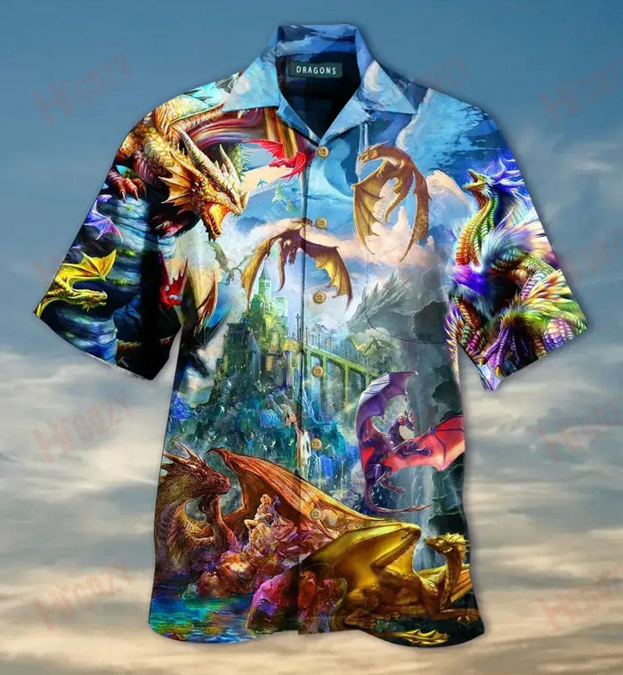 Amazing Dragon Short Sleeve Shirt Summer Tropical Shirts Hawaiian Crazy Shirts Hawaiian Shirts For Men, Hawaiian Shirt Christmas Gift