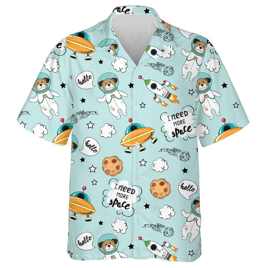 Space Stickers Funny Dog On Blue Background Hawaiian Shirt, Hawaiian Shirt Gift, Christmas Gift