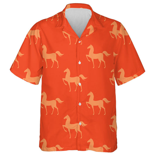 Colorful Yellow Horse On Orange Background Hawaiian Shirt,Hawaiian Shirt Gift, Christmas Gift
