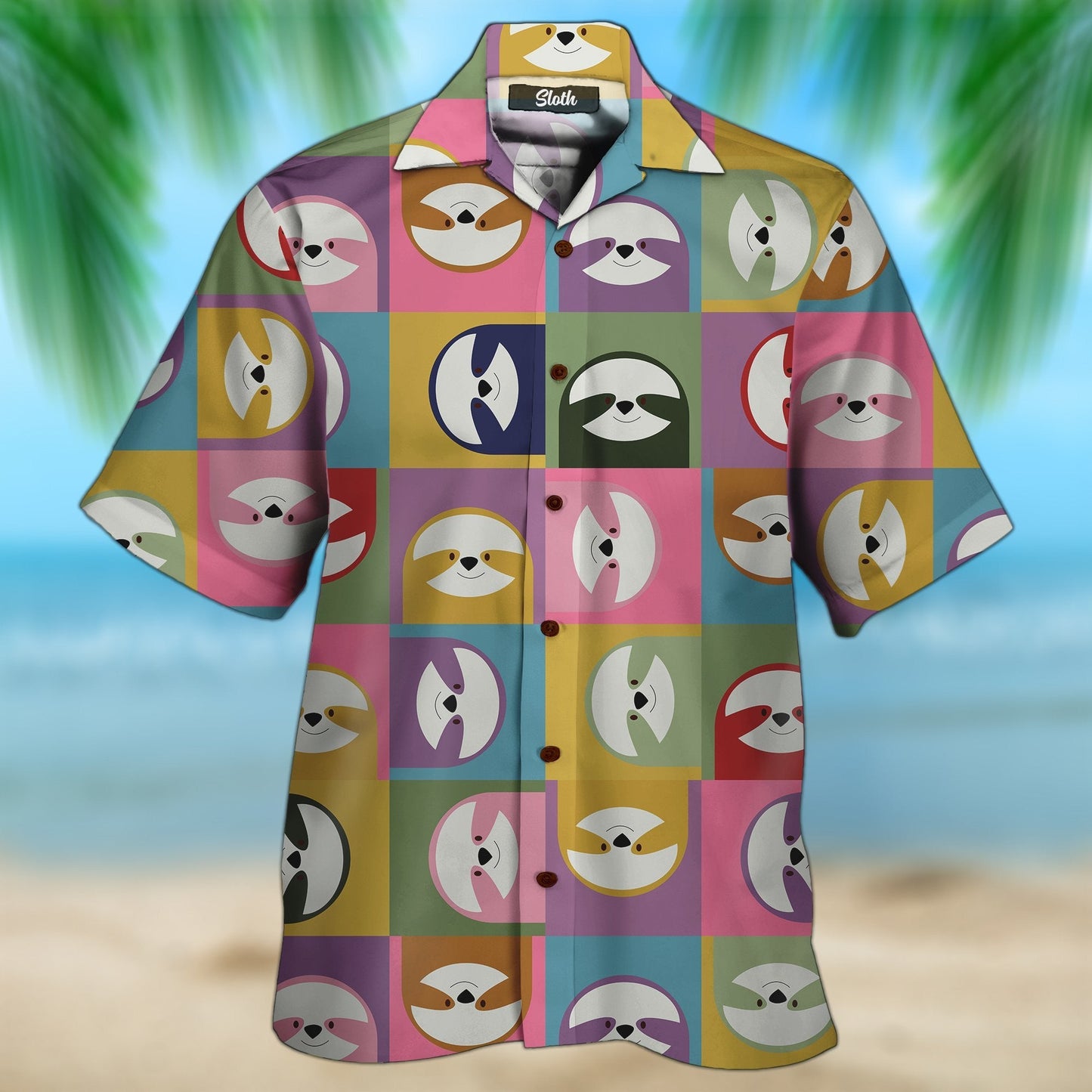 Sloth Happy Theme Pretty Ornamental Hawaiian Shirt,Hawaiian Shirt Gift, Christmas Gift