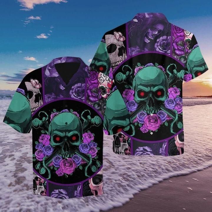 Find Skull Rose Hawaiian Shirt_ Hawaiian Shirt Gift, Christmas Gift
