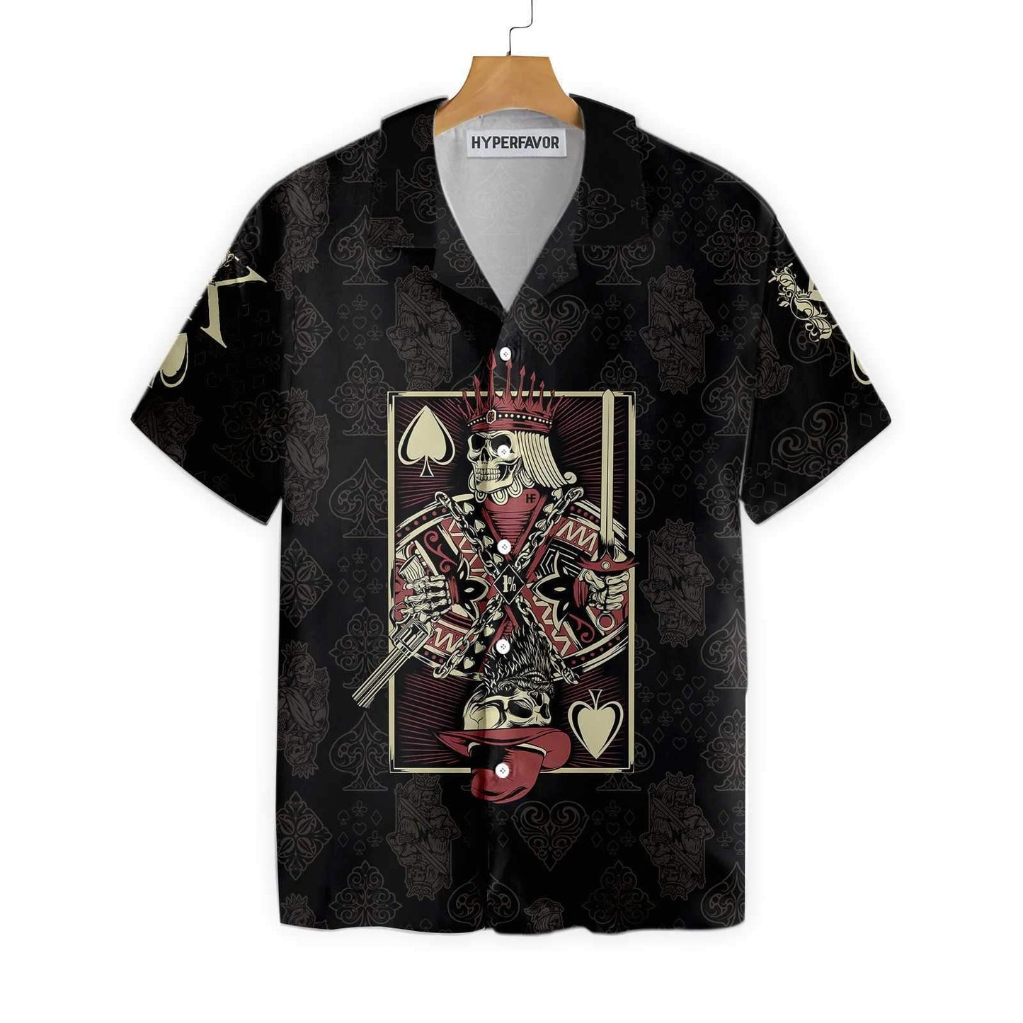 Ideal Skull King Of Spades Card Hawaiian Shirt, Hawaiian For Gift