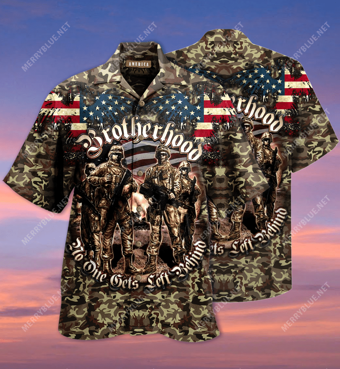 Buy Brotherhood Veterans Camouflage Hawaiian Shirt -Hawaiian Shirt Gift, Christmas Gift