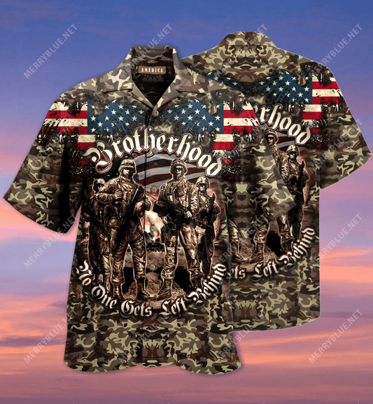 Buy Brotherhood Veterans Camouflage Hawaiian Shirt -Hawaiian Shirt Gift, Christmas Gift