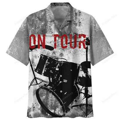 Blur Grey And White Drum On Tour Hawaiian Shirt, Hawaiian Shirt Gift, Christmas Gift