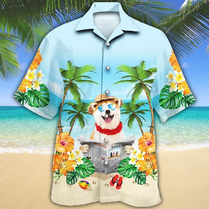 Shiba Inu Dog Beautiful Beach Blue Theme Hawaiian Shirt, Hawaiian Shirt Gift, Christmas Gift