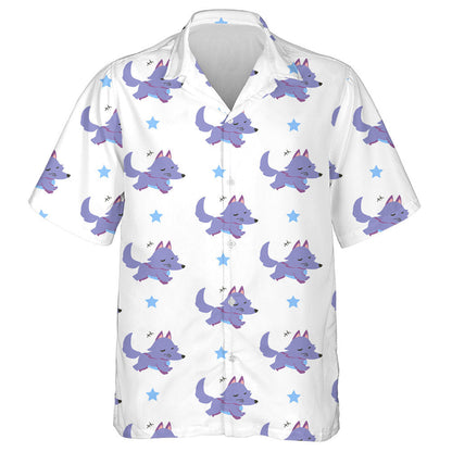 Running Cute Wolf Cartoon In White Background Hawaiian Shirt, Hawaiian Shirt Gift, Christmas Gift