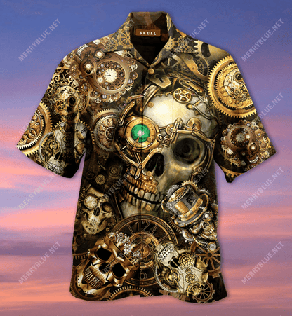Buy Amazing Steampunk Skull Hawaiian Shirt,Hawaiian Shirt Gift, Christmas Gift