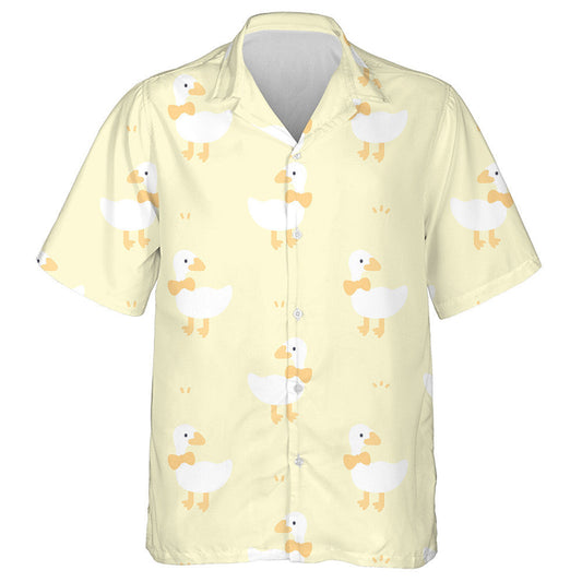Hand Drawn Cute Duck With Bow Tie Hawaiian Shirt, Hawaiian Shirt Gift, Christmas Gift