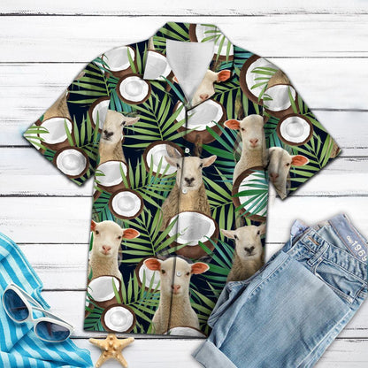 Sheep With Half Cut Coconut Hawaiian Shirt,Hawaiian Shirt Gift, Christmas Gift