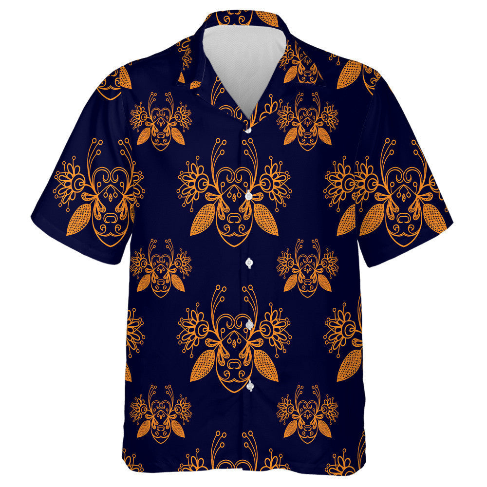 Natural Summer Abstract Orange Bee Elements Hawaiian Shirt,Hawaiian Shirt Gift, Christmas Gift