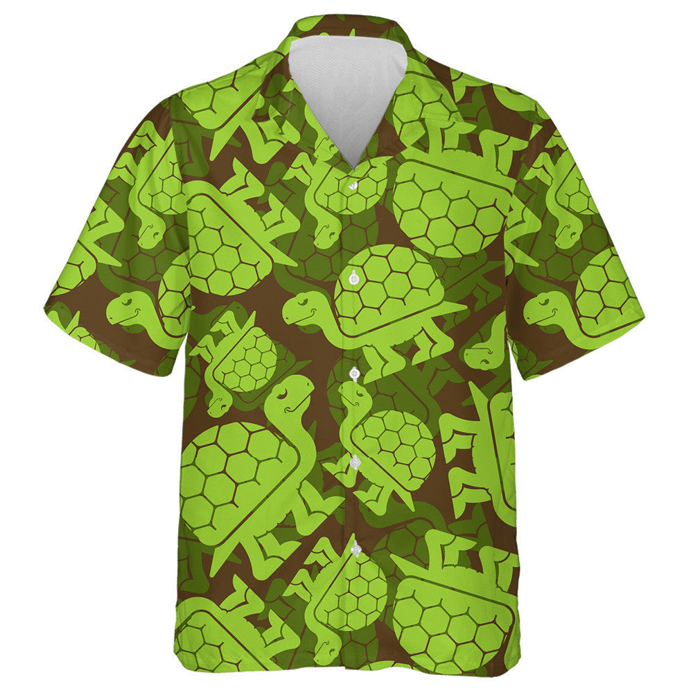 Green Turtle Military Army Animal Background Hawaiian Shirt, Hawaiian Shirt Gift, Christmas Gift