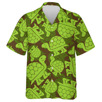Green Turtle Military Army Animal Background Hawaiian Shirt, Hawaiian Shirt Gift, Christmas Gift