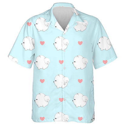 Pomeranian Dogs And Hearts Isolated Background Hawaiian Shirt,Hawaiian Shirt Gift, Christmas Gift