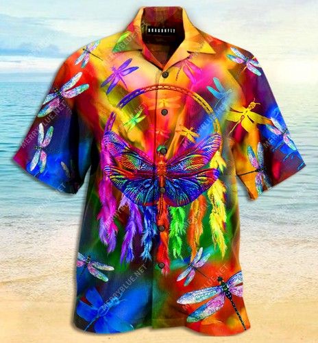 Colorful Dragonfly Unisex Hawaiian Shirt, Hwaiian For Gift