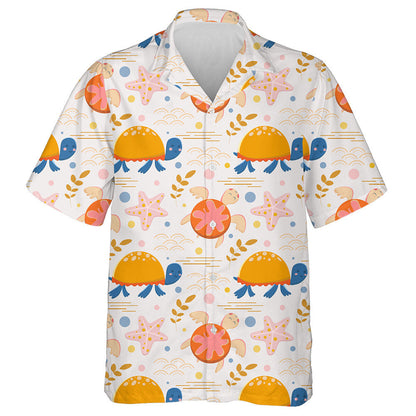 Sea Turtles And Seaweed In Cartoon Background Hawaiian Shirt, Hawaiian Shirt Gift, Christmas Gift