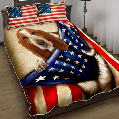 Basset Hound Dog American Quilt Bedding Set Bedroom Set Bedlinen,Bedding Christmas Gift,Bedding Set Christmas