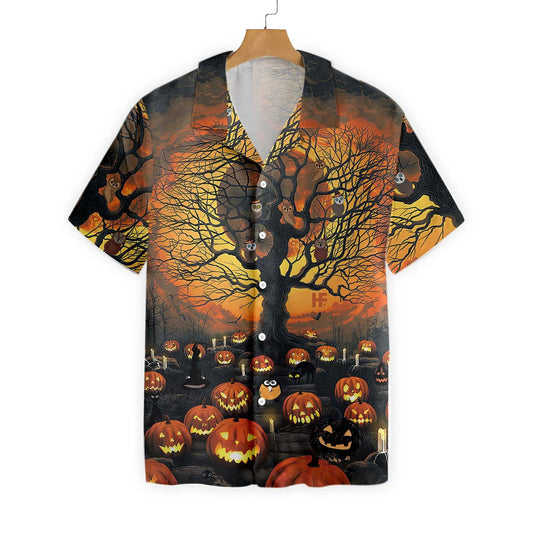 Pumpkin Night Eerie Silence Design Hawaiian Shirt,Hawaiian Shirt Gift, Christmas Gift
