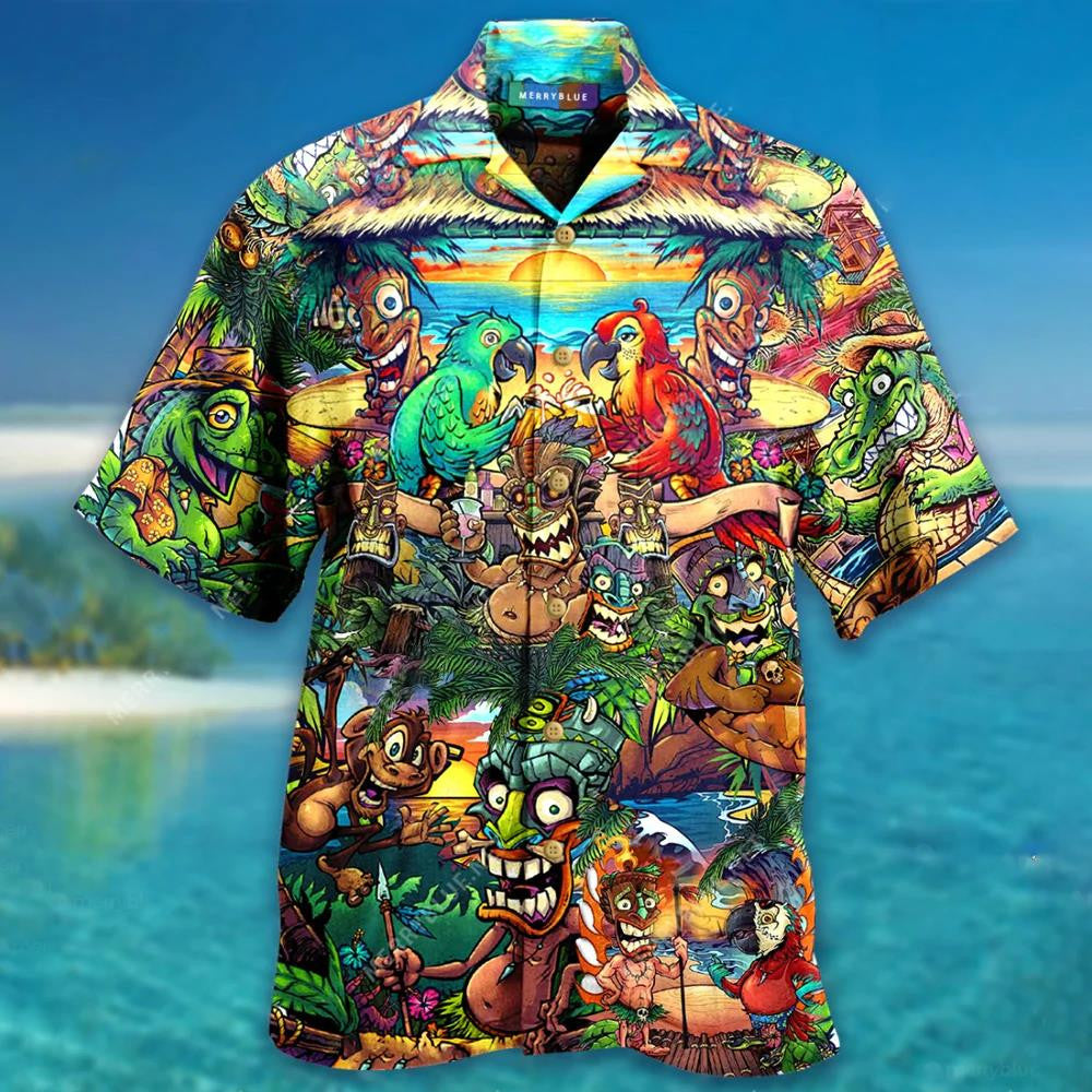 Ealaín Dhathúla Le hÉin Léine Haváís Totem Tiki Beach, Bronntanas Léine Haváís, Bronntanas Nollag