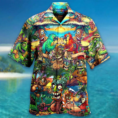 Ealaín Dhathúla Le hÉin Léine Haváís Totem Tiki Beach, Bronntanas Léine Haváís, Bronntanas Nollag