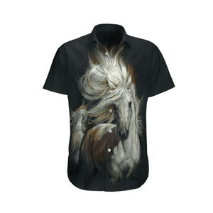 White Horse Watercolor Design Hawaiian Shirt, Hwaiian For Gift