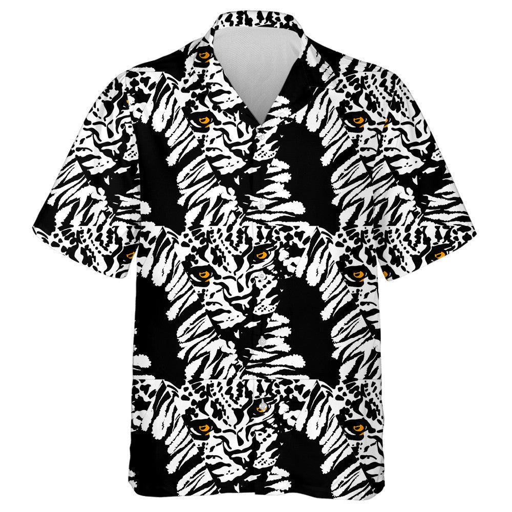 Wild African Leopard Ink Brush Strokes Hawaiian Shirt, Hawaiian Shirt Gift, Christmas Gift