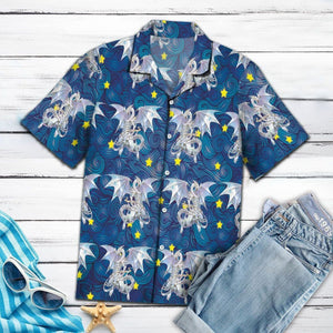 Awesome Blue Sky And Dragon Pattern Hawaiian Shirt, Hawaiian For Gift