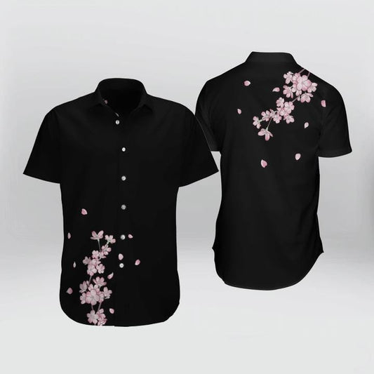 Japanese Aesthetic Sakura Cherry Blossom Pattern Hawaiian Shirt, Hawaiian For Gift