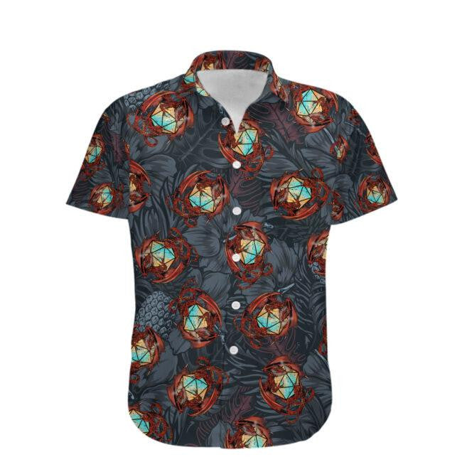 Patrún Duilleoga Trópaiceacha Dragon Dubh Léine Haváís, Bronntanas Léine Haváí, Bronntanas Nollag