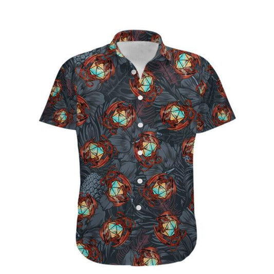 Dragon Black Tropical Leaves Pattern Hawaiian Shirt,Hawaiian Shirt Gift, Christmas Gift