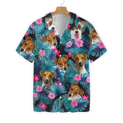 Tropical Jack Russell Terrier Dog Pattern Hawaiian Shirt,Hawaiian Shirt Gift, Christmas Gift