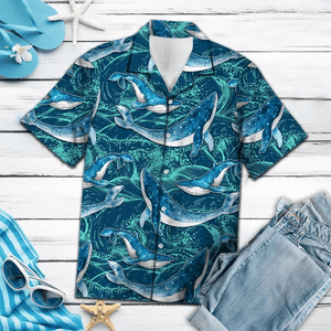 Whale With Wave Oceanic World Hawaiian Shirt, Hwaiian For Gift