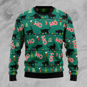 Black Cat Ho Ho Ho Ugly Christmas Sweater , Christmas Ugly Sweater,Christmas Gift,Gift Christmas 2022