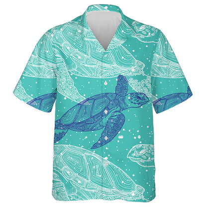 Sea Turtles Marine With Mandala On Green Hawaiian Shirt, Hawaiian Shirt Gift, Christmas Gift