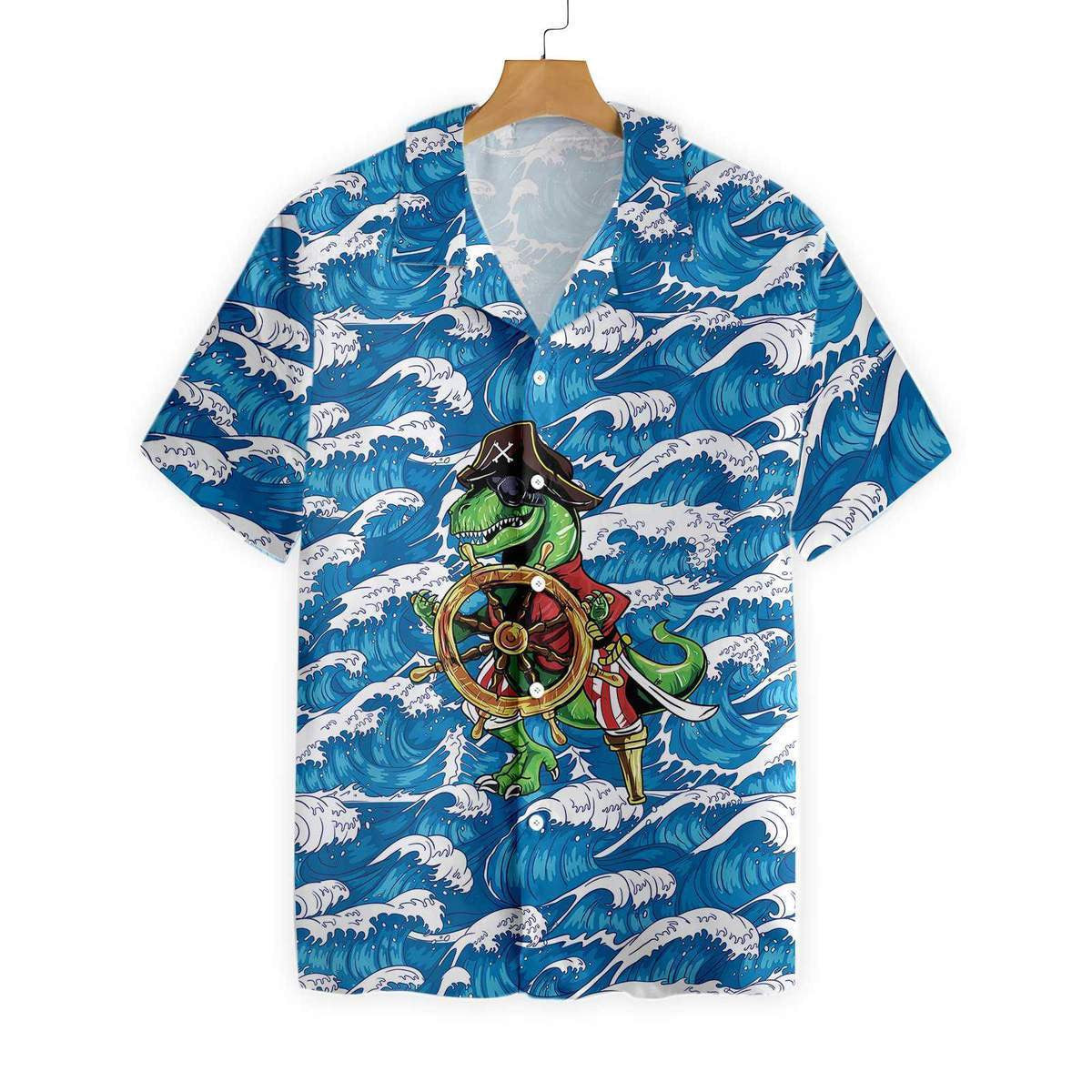 Pirate Dinosaur Awesome Background Design Hawaiian Shirt,Hawaiian Shirt Gift, Christmas Gift