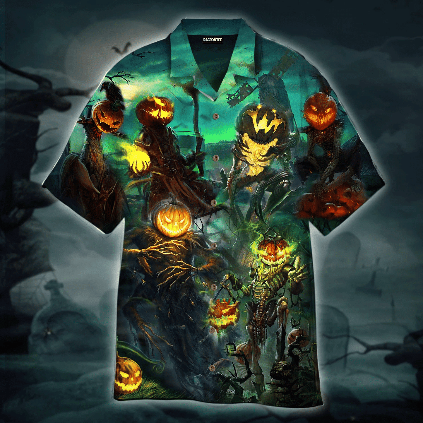 Halloween Pumpkin Ghost King Dramatic Hawaiian Shirt, Hawaiian For Gift