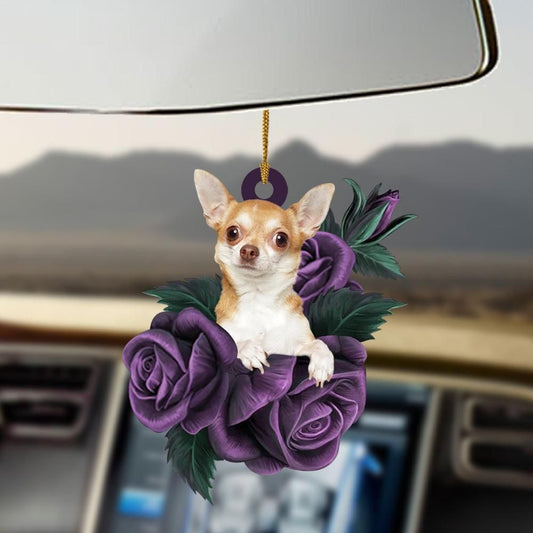 Chihuahua Purple Rose Two Sided Ornament, Happy Christmas Ornament, Christmas Gift, Christmas Decoration