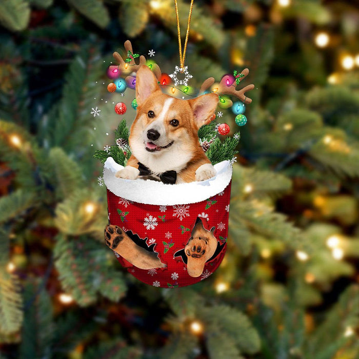 Pembroke Welsh Corgi 2 In Snow Pocket Christmas Ornament Flat Acrylic Dog Ornament,Christmas Gift,Christmas Decoration