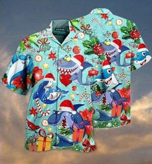 Design Hawaiian Shirt Sharks And Christmas's Gifts, Hawaiian Shirt Gift, Christmas Gift