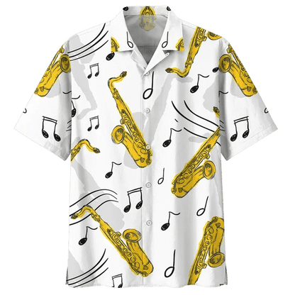 Golden Saxophone Background Design Hawaiian Shirt,Hawaiian Shirt Gift, Christmas Gift