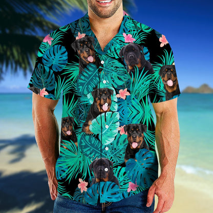 Rottweiler Hibiscus Tropical Nice Ornamental Hawaiian Shirt,Hawaiian Shirt Gift, Christmas Gift