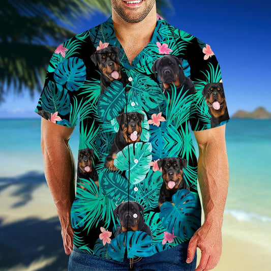 Rottweiler Hibiscus Tropical Nice Ornamental Hawaiian Shirt,Hawaiian Shirt Gift, Christmas Gift