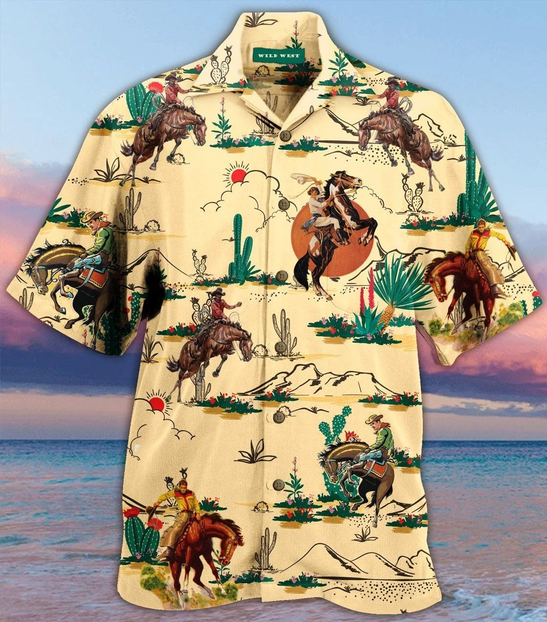 Life Of Cowboy On Wheat Color Design Hawaiian Shirt, Hawaiian Shirt Gift, Christmas Gift